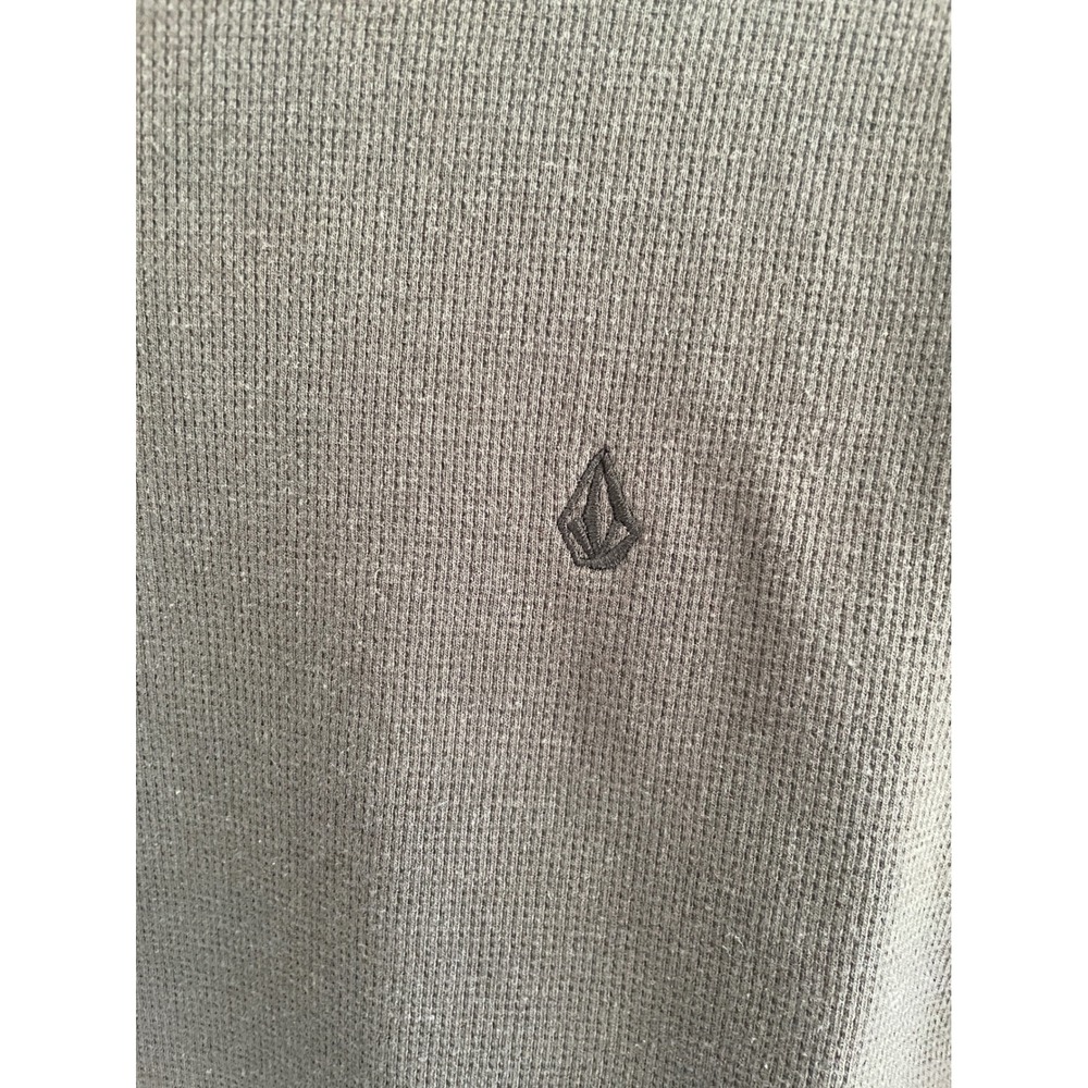Volcom Mens Long Sleeve Thermal Waffle Knit Shirt Charcoal Gray Stone Logo Small - Picture 3 of 7